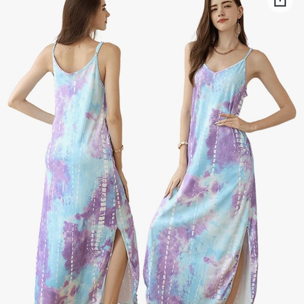 Women's Summer Casual Maxi Floral Printed Long Spaghetti Strap Size XL